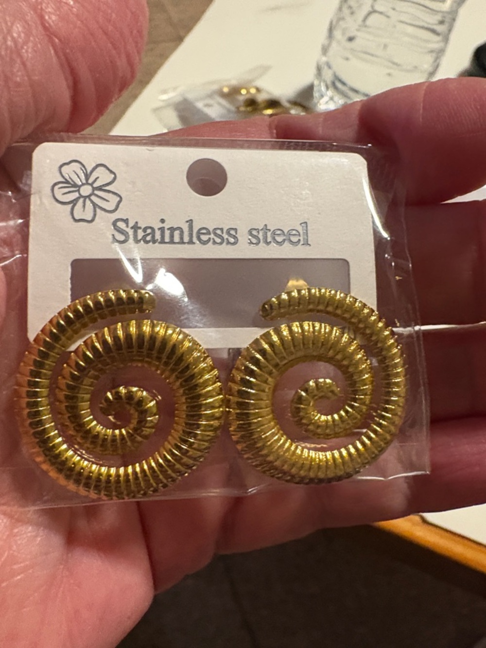 Gold Spiral Stainless Steel Earrings - Elegant Spiral Studs